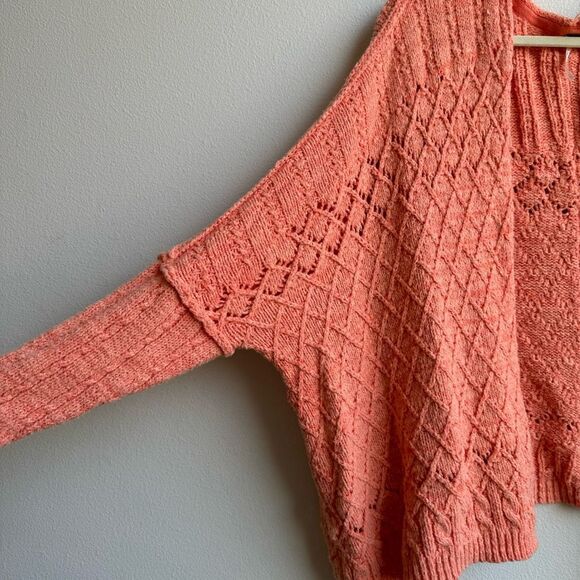 Free People Sunset Cruise Orange Sorbet Oversize Boho Travel Cardigan Size Large - Picture 4 of 9
